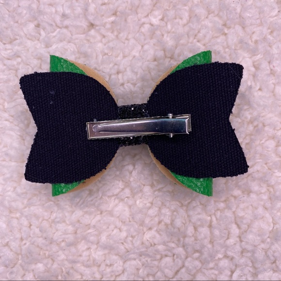 Marijuana Faux Leather Small Glitter Bow - Picture 6 of 8